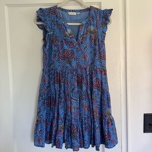 Anthropologie Roller Rabbit Blue Pippa Skater Dress Size XS